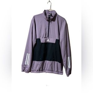 ADIDAS Half Zip Track Jacket Sz Med MTS Tech Legend Purple Black Windbreaker